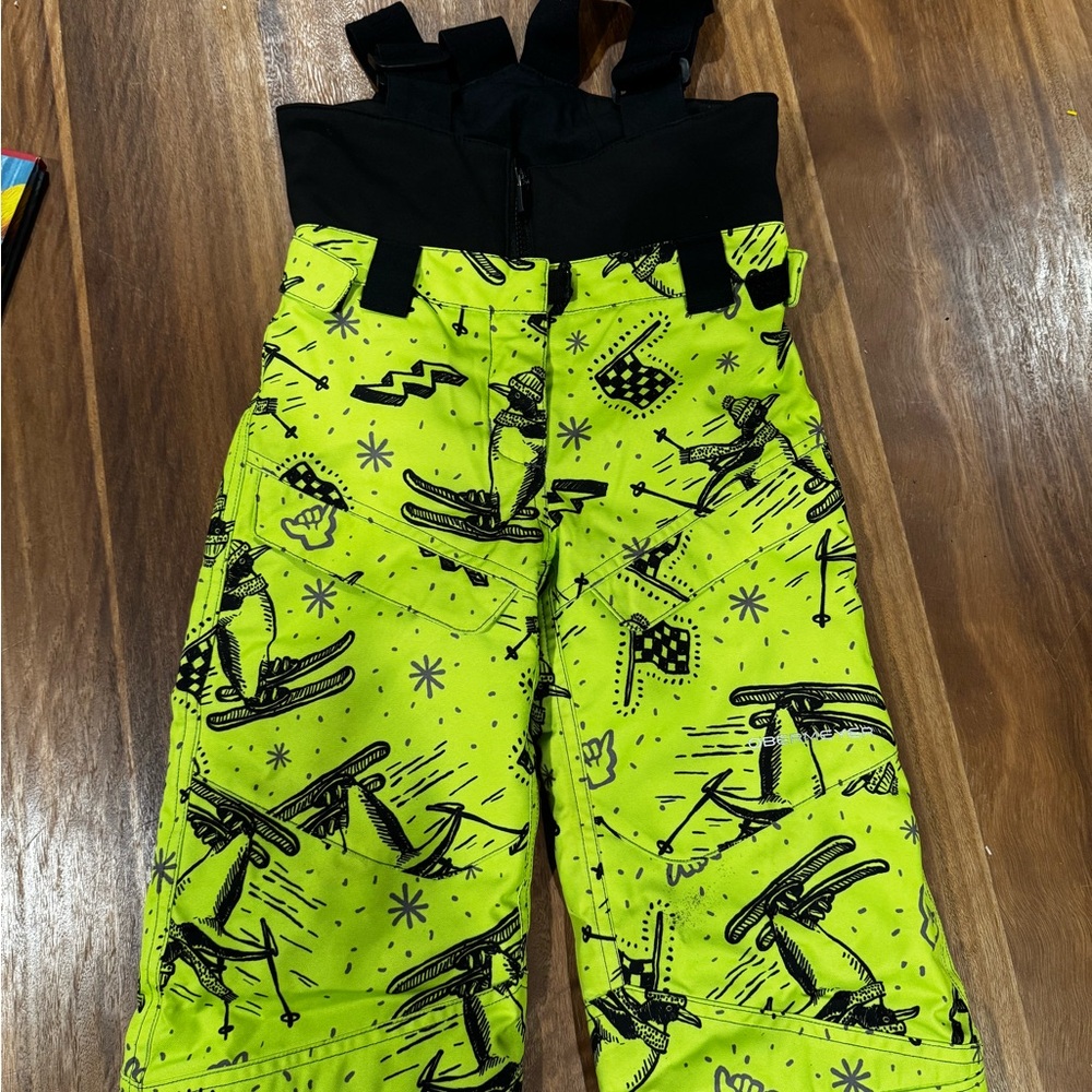 Obermeyer Neon Green Ski Pants with Black Accents